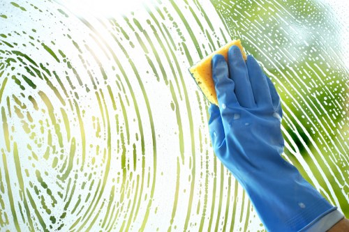 Regular cleaning routine in a bright living room