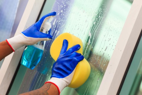 Sofa cleaning in a modern living room with fabric upholstery