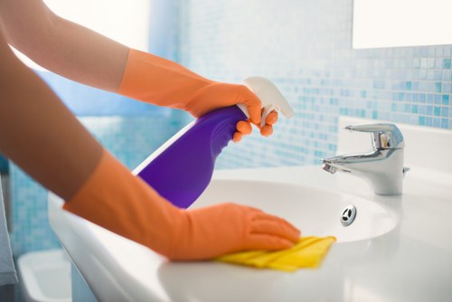 Cleaning team completing after builders cleaning in a modern property