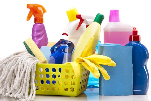 Professional cleaner completing end of tenancy cleaning