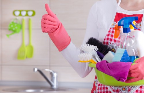 Deep upholstery cleaning equipment being used on a sectional sofa