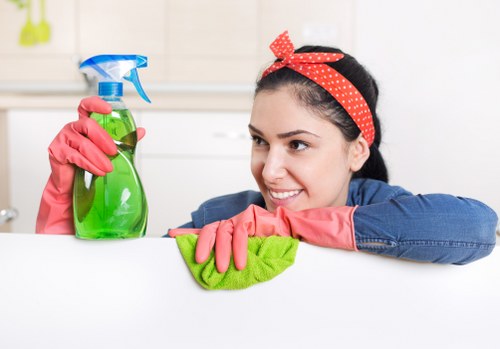 Detailed post-construction cleaning on windows and surfaces